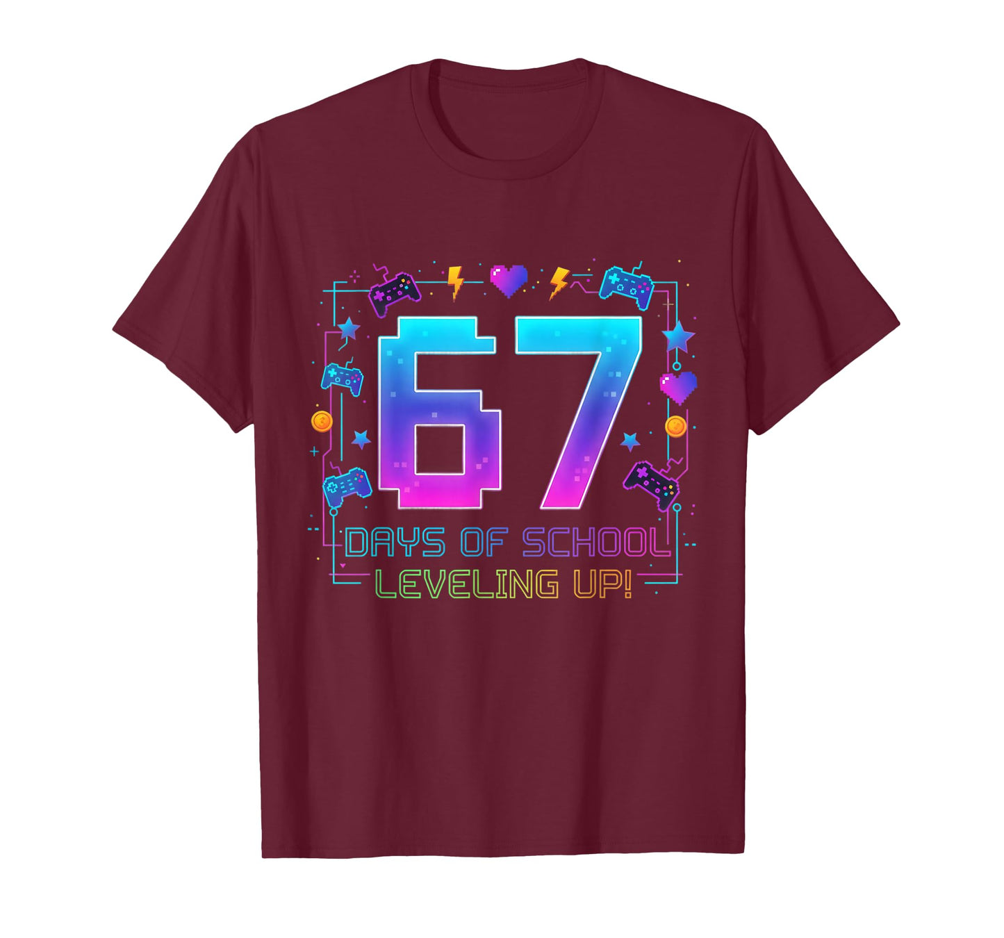 I Survived 67 Days of School Retro Gamer Level Up Teens Boys T-Shirt