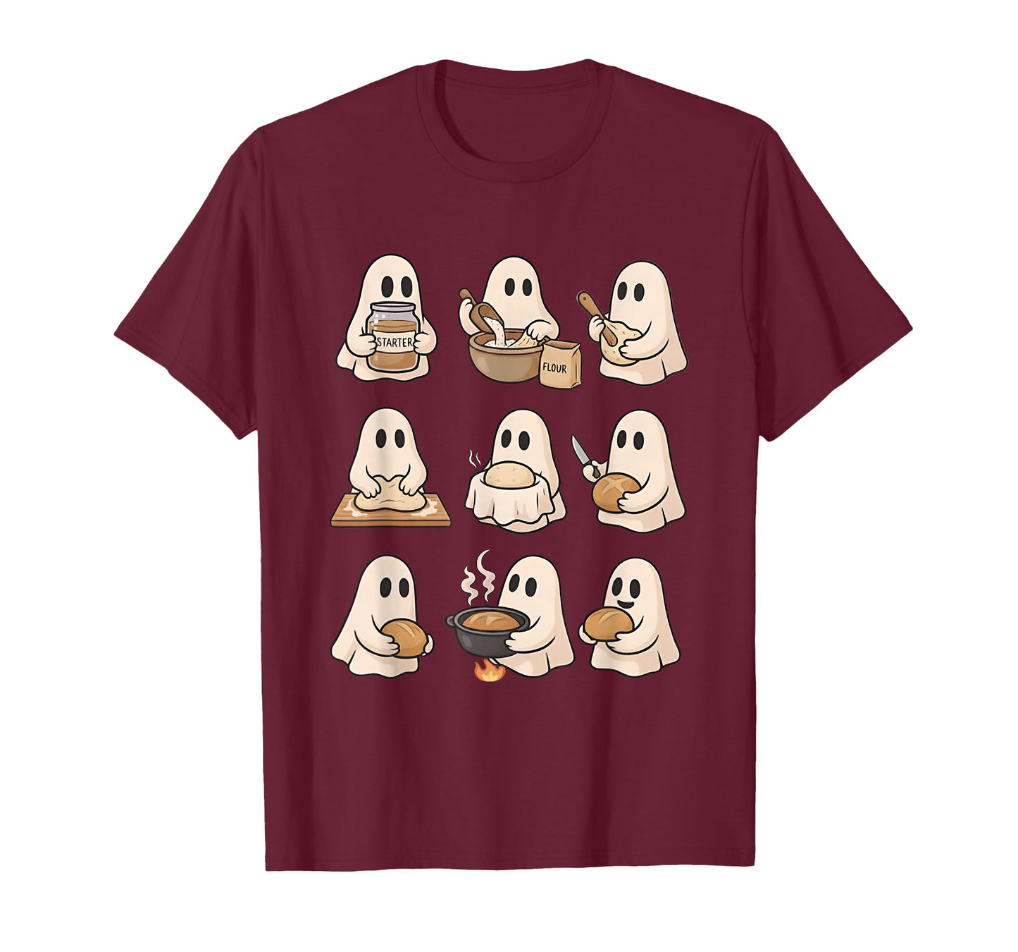 Cute Halloween Ghost Baking Bread Spooky Ghost Bake Bread T-Shirt