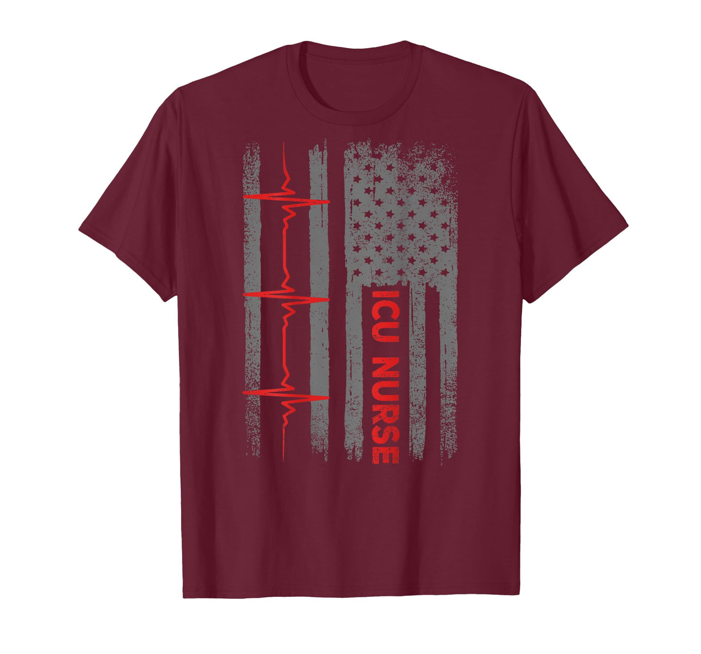 ICU Nurse Critical Care Medical USA American Flag Vintage T-Shirt for Women Men