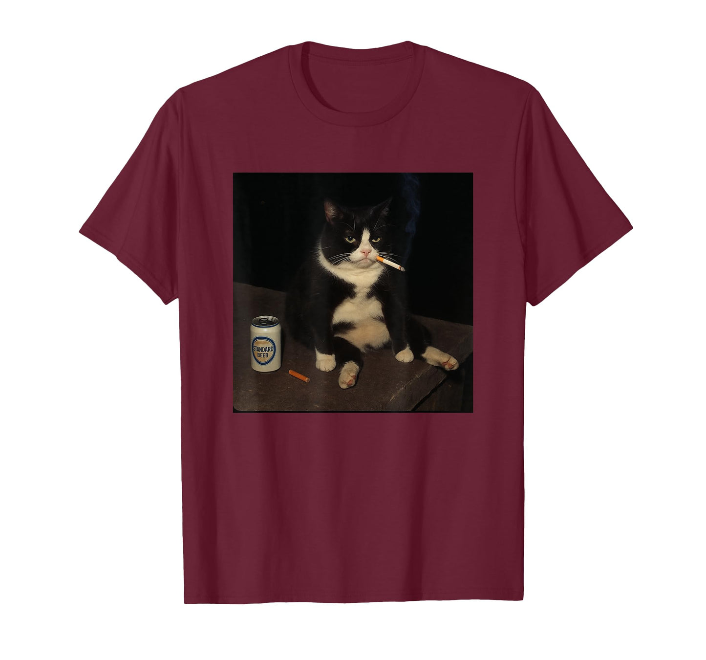 Cigarette Kitten Funny Gen Z Smoking Cat Meme Stupid Beer T-Shirt