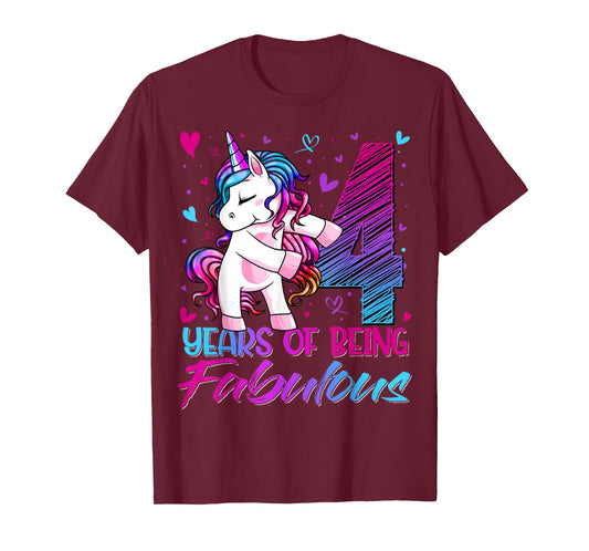 4 Year Old Gifts Unicorn Flossing 4th Birthday Girl Party T-Shirt