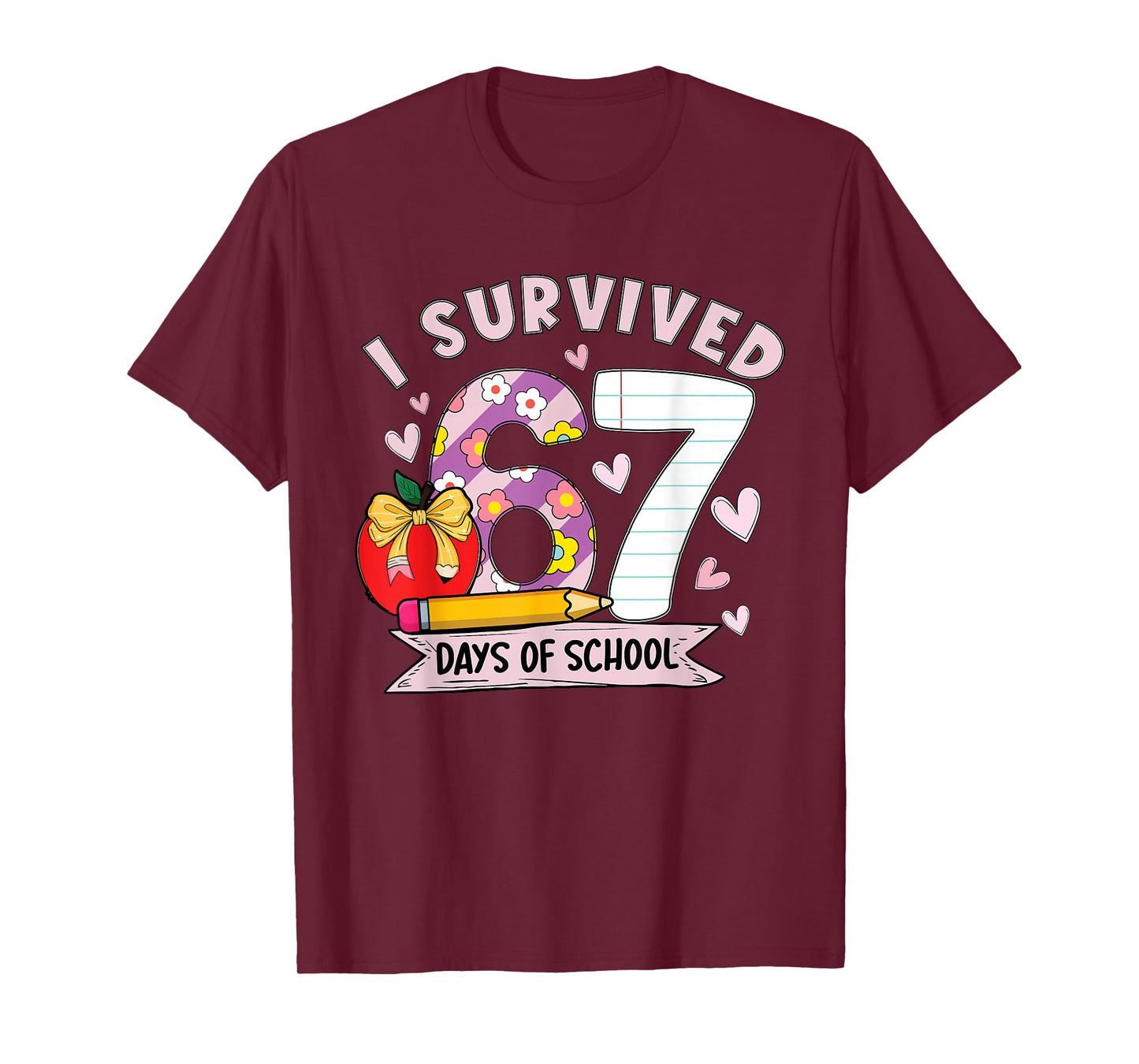 I Survived 67 Days of School Funny Leopard Student Style T-Shirt