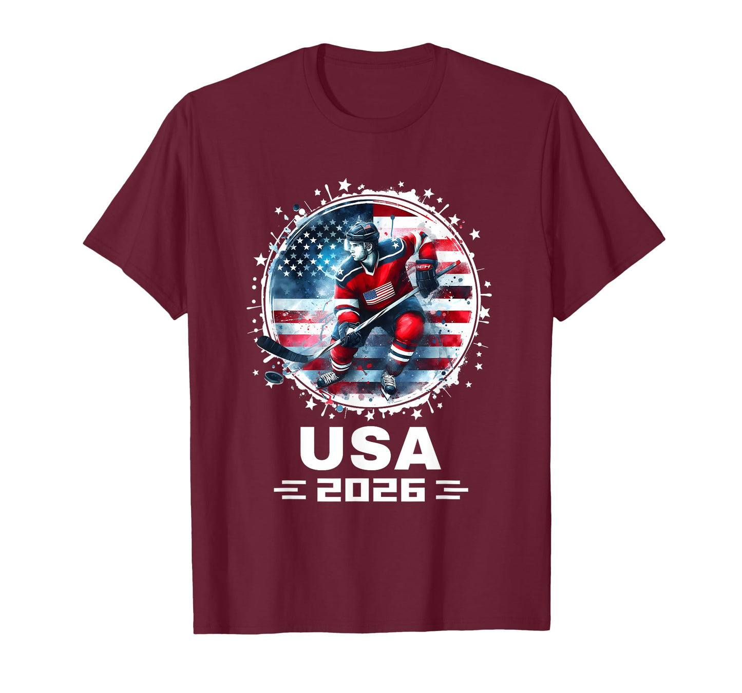 USA Team 2026 Hockey American Flag Women Men Kids Hockey T-Shirt