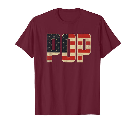 Pop Bold Patriotic American Flag Father’s Day Pop T-Shirt