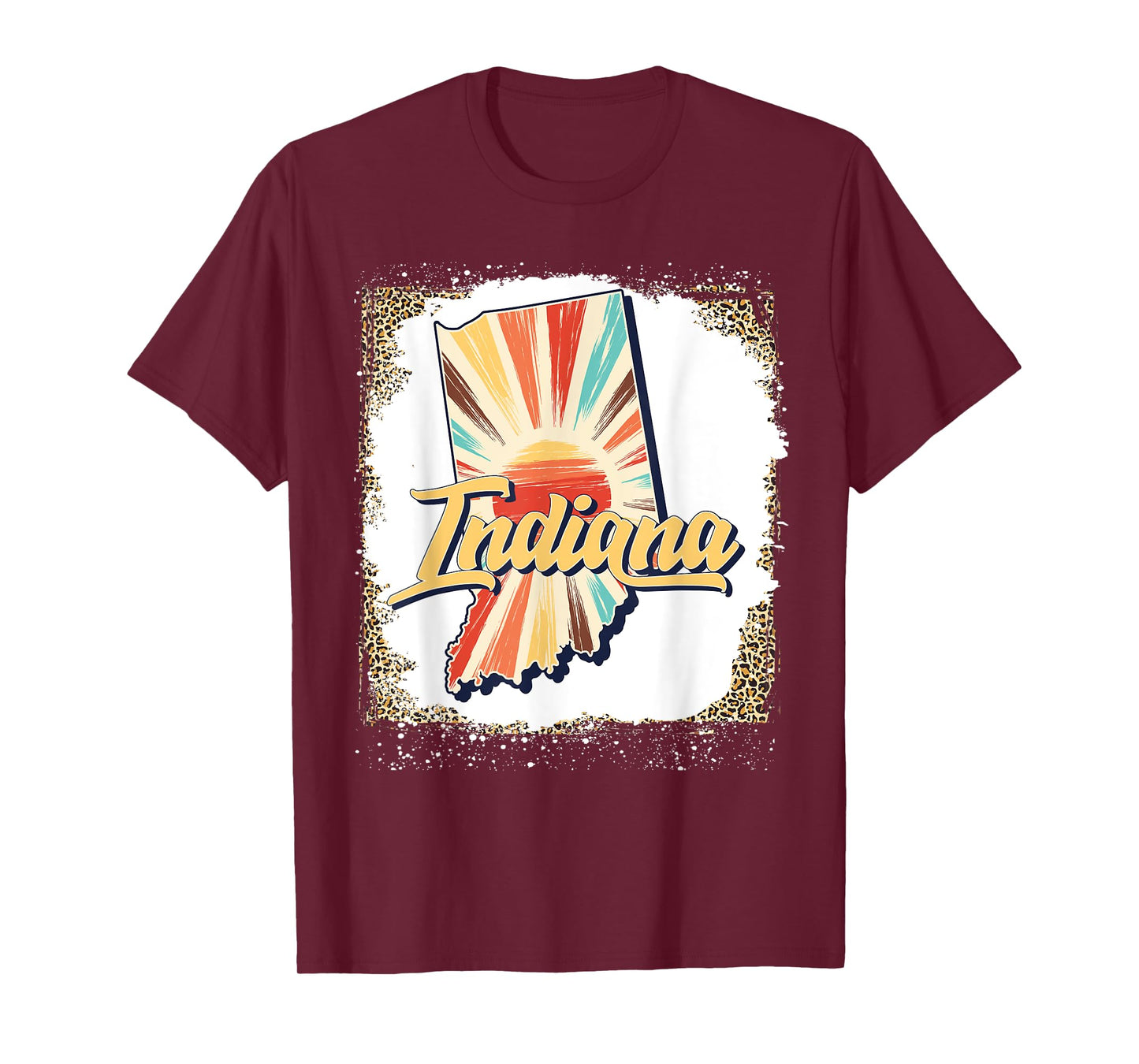 Vintage USA Indiana State Map Flag Souvenir Men Women Kids T-Shirt