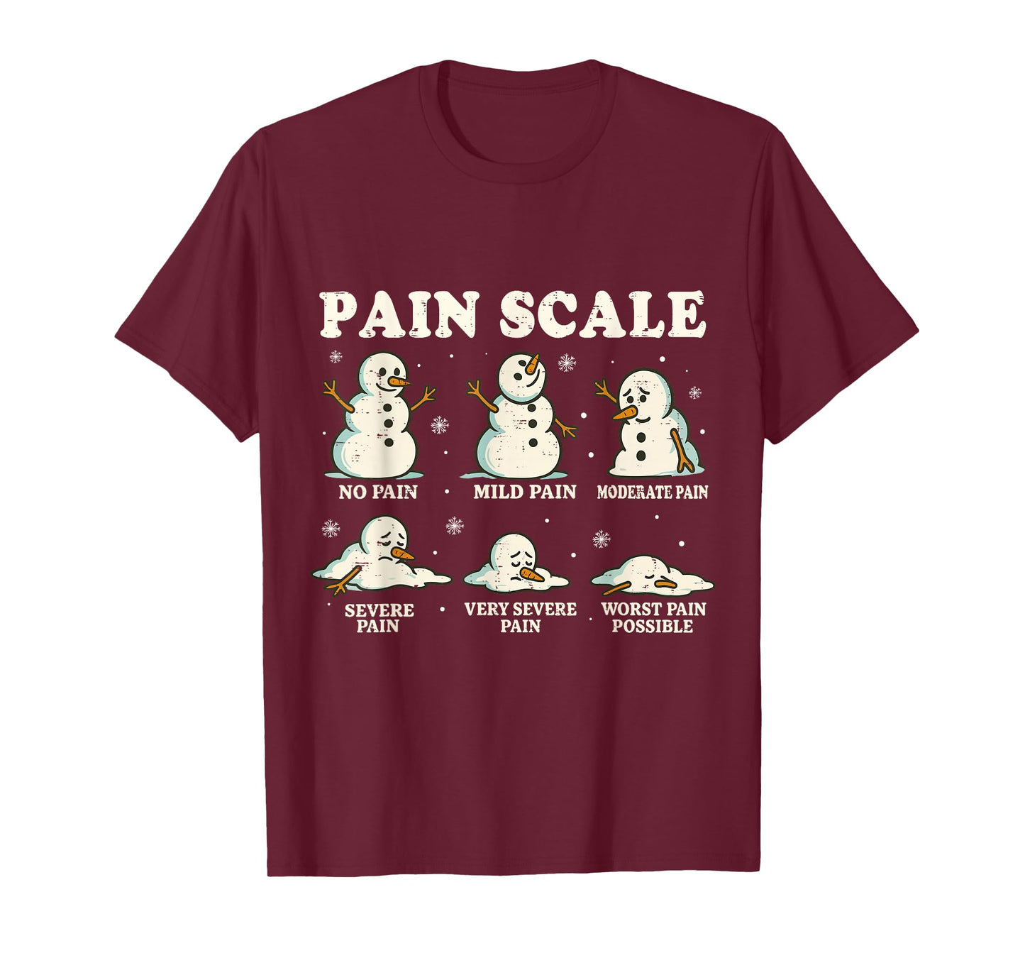 Christmas Pain Scale Snowman Funny Nurse ICU Nurse Xmas Pjs T-Shirt