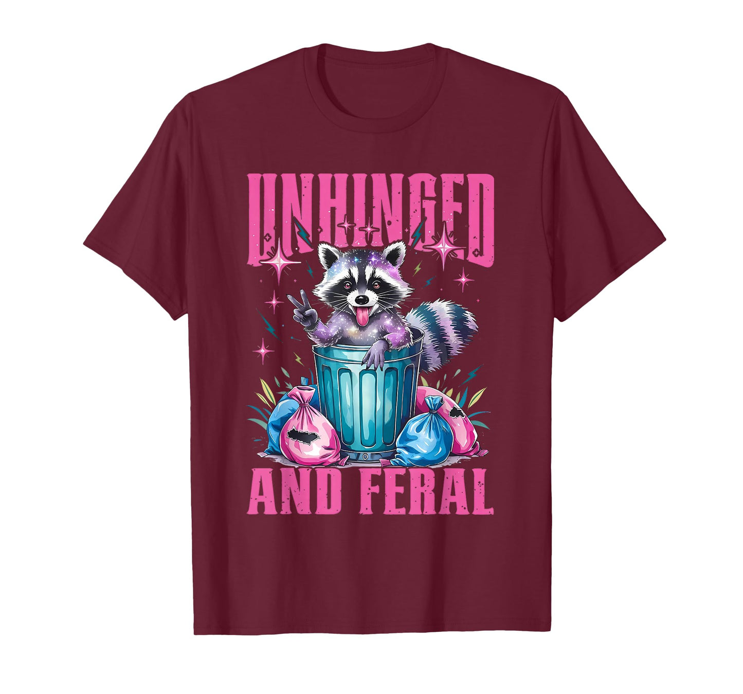 Raccoon Unhinged And Feral Retro T-Shirt