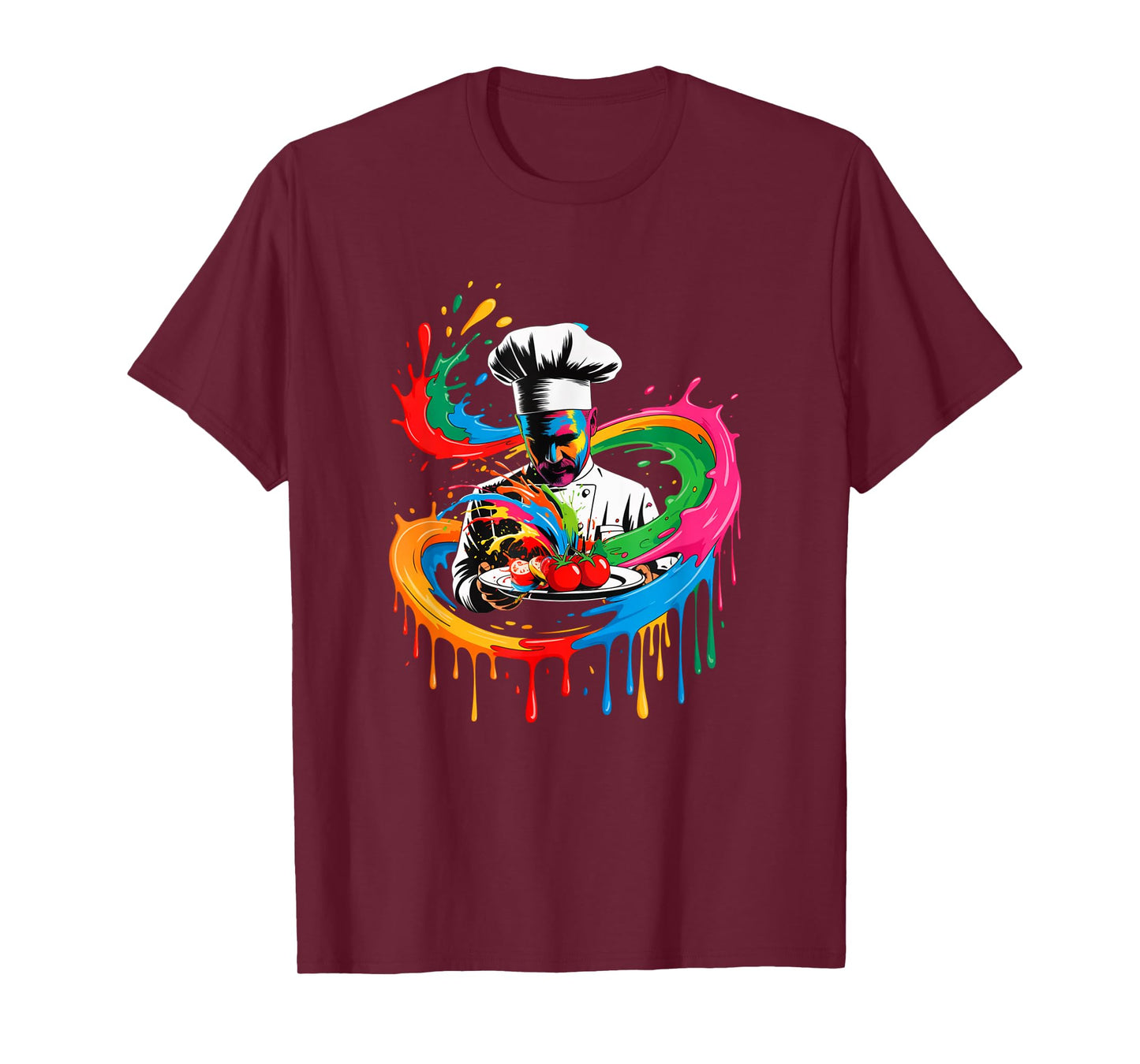 Colorful Chef Design With Splash Art Kitchen Cooking Lovers T-Shirt