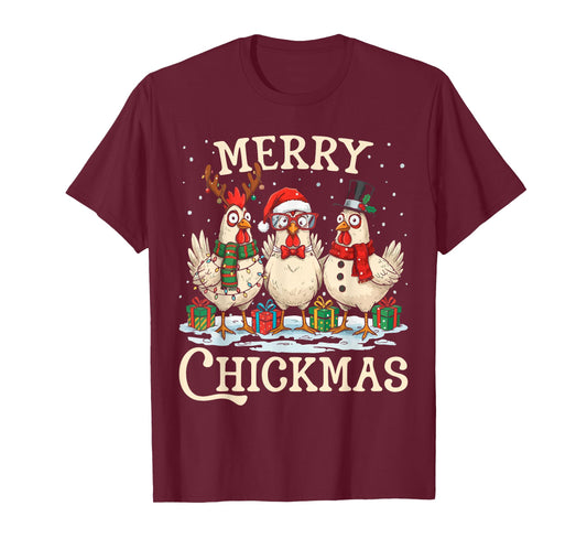 Chicken Christmas Santa Hat Merry Chickmas Xmas Farm Animal T-Shirt