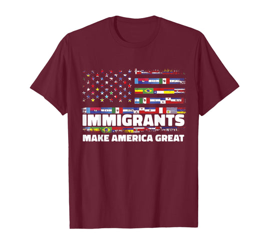 Immigrants Make America Great Immigrants Mexico USA Flag T-Shirt