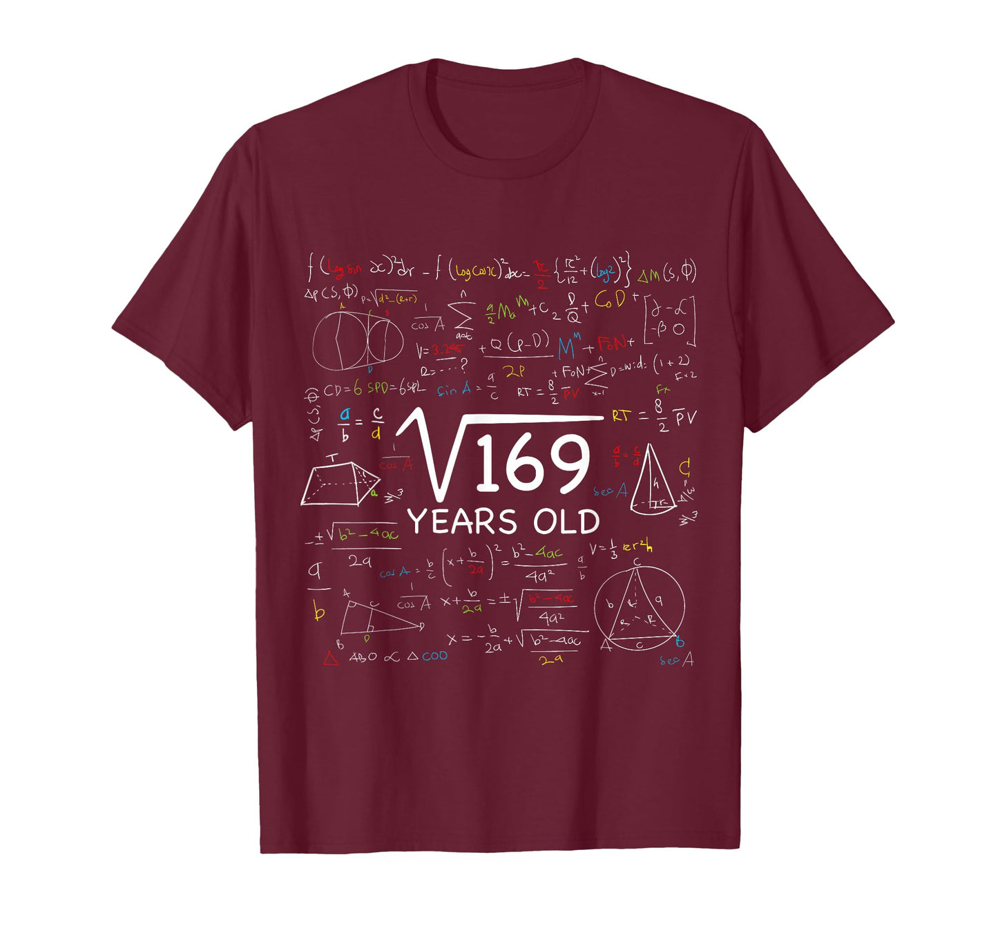 13th Math Birthday 13 Year Old Gift Square Root Of 169 Bday T-Shirt