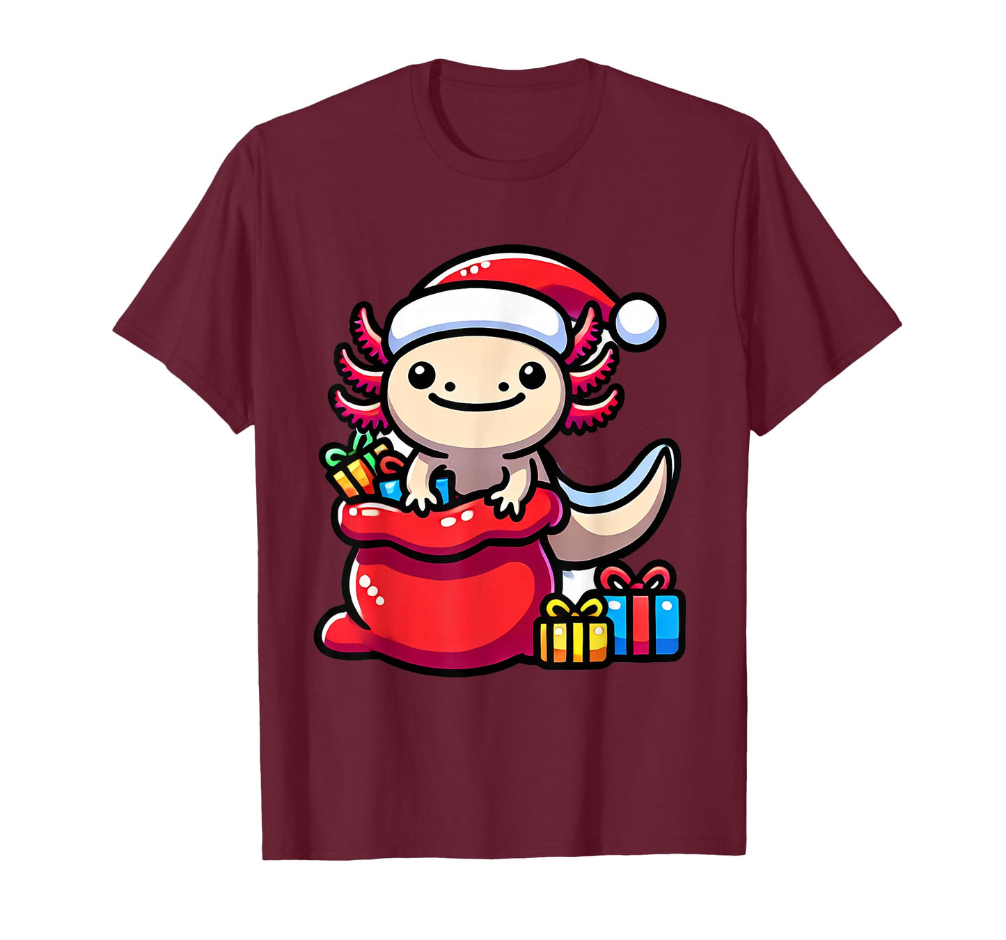 Funny Axolotl Christmas shirt Santa Hat Xmas Outfit kids T-Shirt