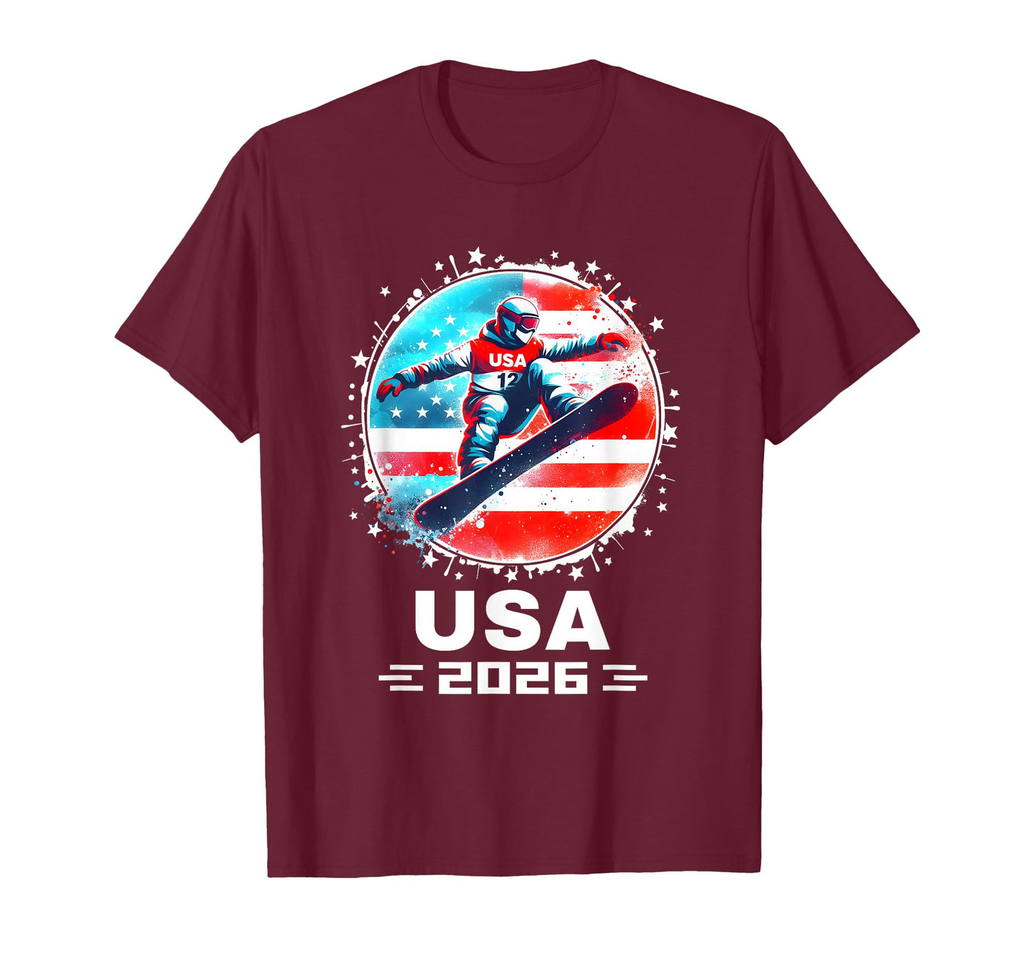 Snowboard USA Go USA Team Tshirt USA Flag 2026 Snowboarding T-Shirt