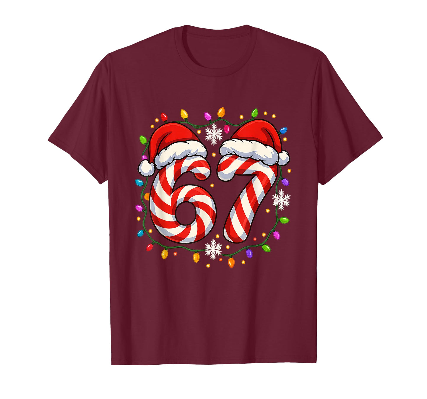67 Candy Cane Santa Christmas Funny Xmas Lights T-Shirt