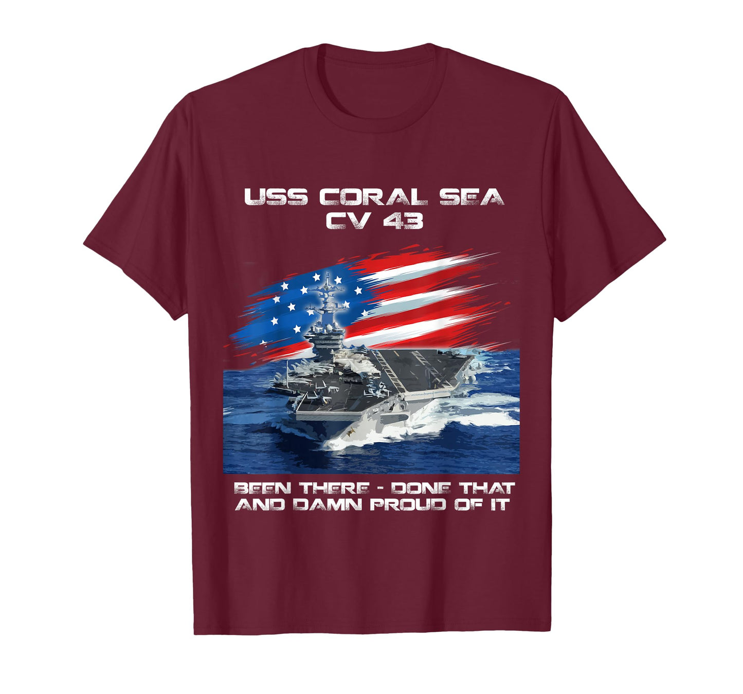 USS Coral Sea CV 43 Aircraft Carrier Veteran USA Flag Xmas T-Shirt