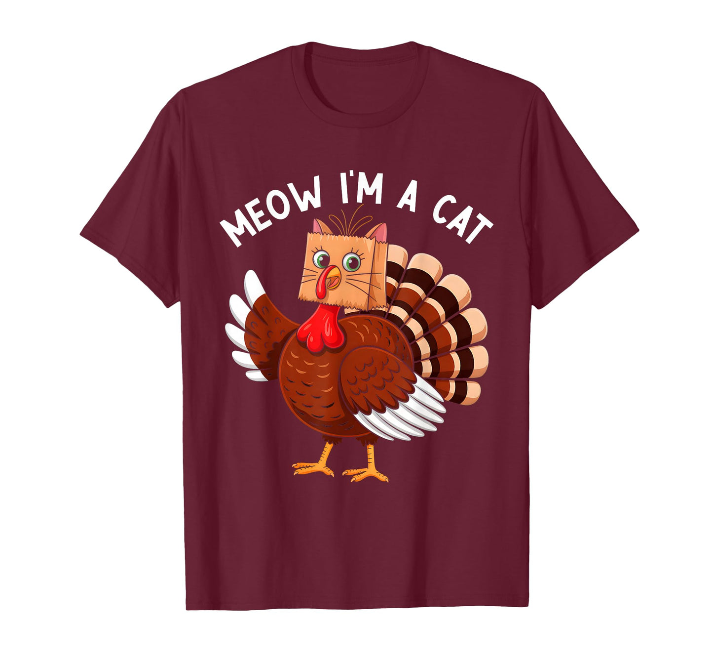 Meow I'm A Cat Shirt for Men Women Funny Cat Thanksgiving T-Shirt