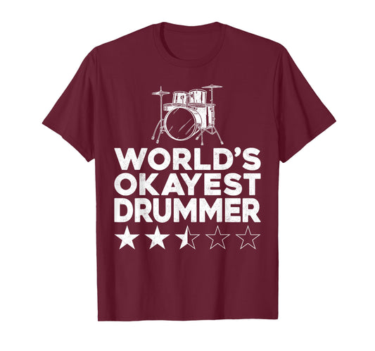 Drummer Drum Set Vintage World'S Okayest Drummer T-Shirt