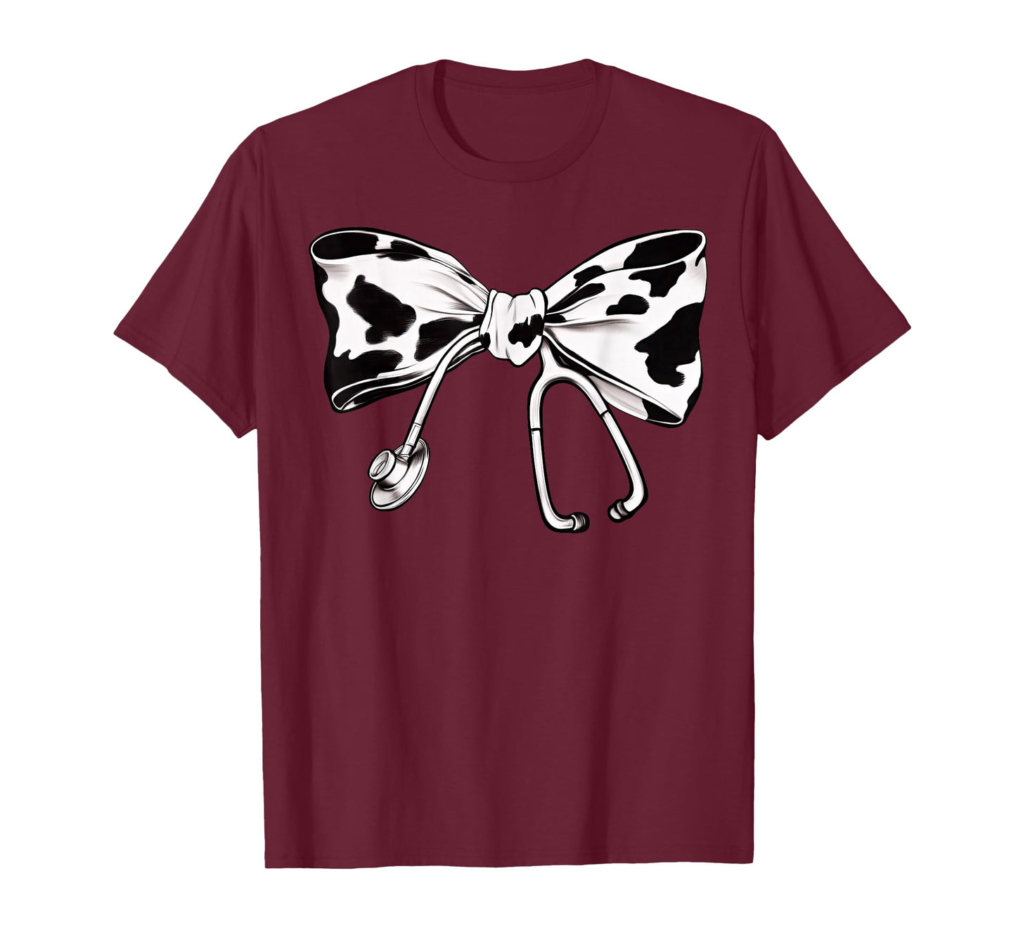 Cow Print Bow And Stethoscope Nurse RN Graduation Coquette T-Shirt