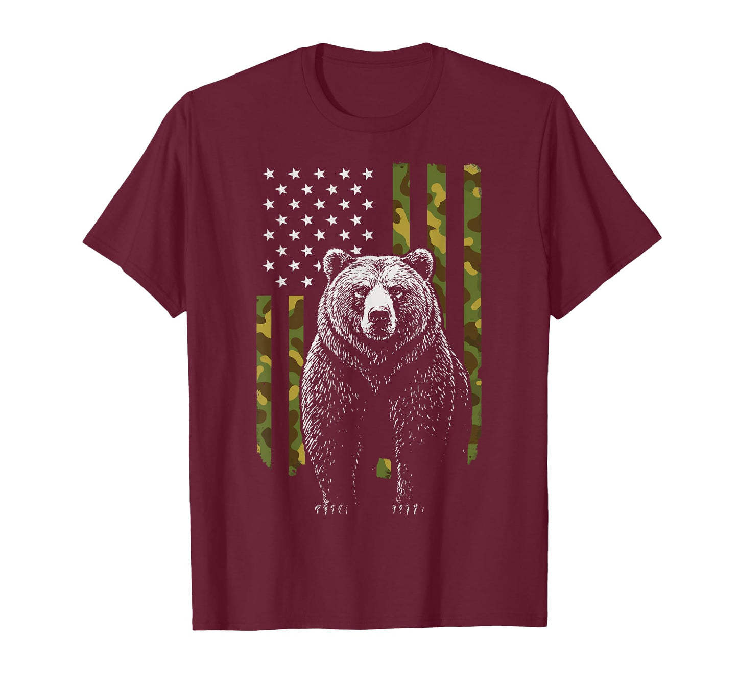 Bear US Flag Wildlife America 4th of July Hiking T-Shirt