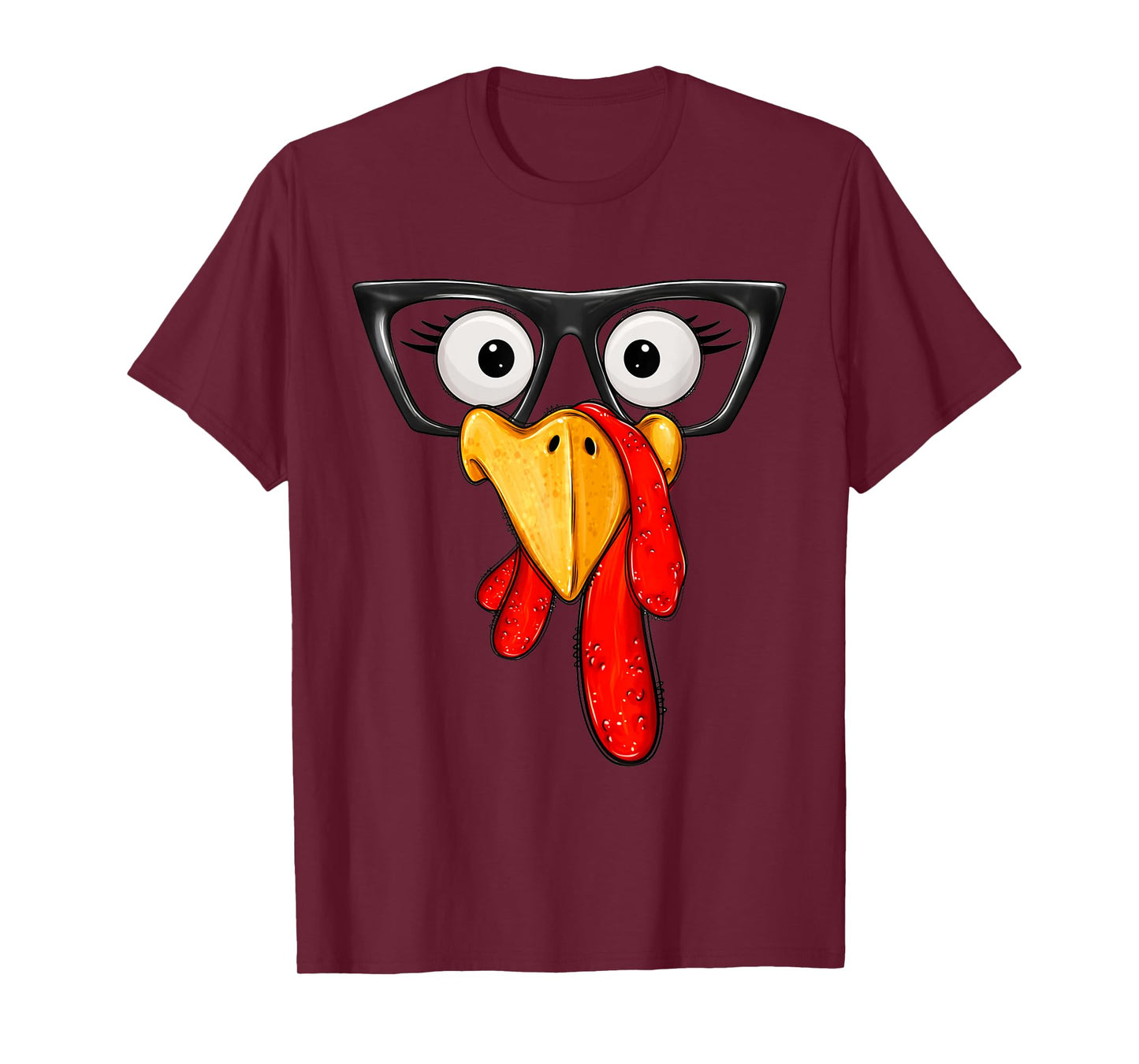 Cute Turkey Face Glasses Boys Kids Mens Thanksgiving Family T-Shirt