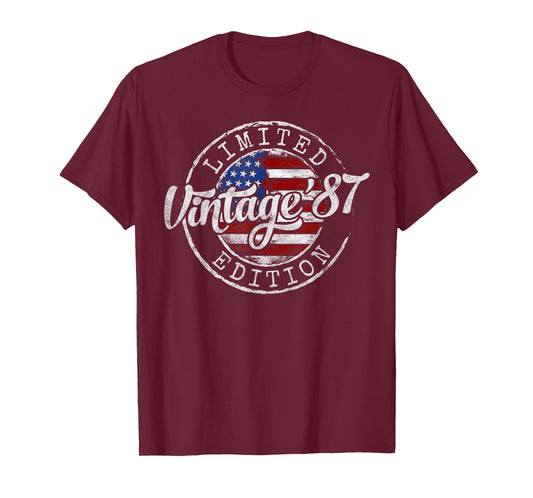 Vintage 1987 38th Birthday Gifts For Men Women 38 Year Old T-Shirt