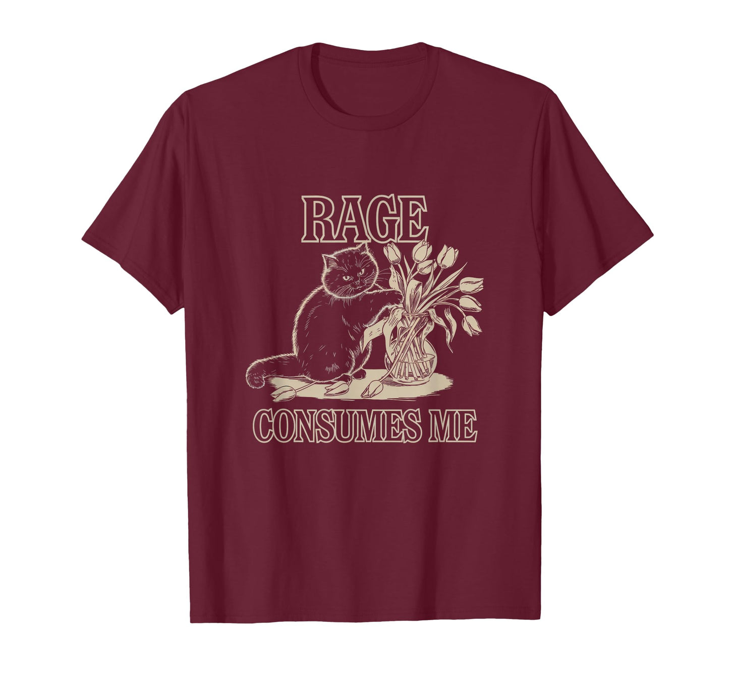 Rage Consumes Me Cat Humor Graphic Tee T-Shirt