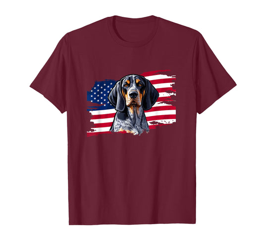 USA Flag Fourth July 4th Patriotic Bluetick Coonhound Lover T-Shirt