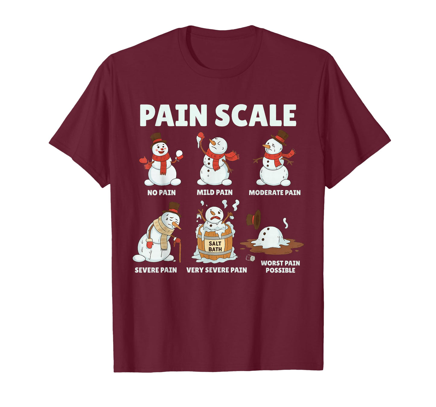 Pain Scale Snowman Xmas Funny Nurse Christmas ICU Nurse T-Shirt