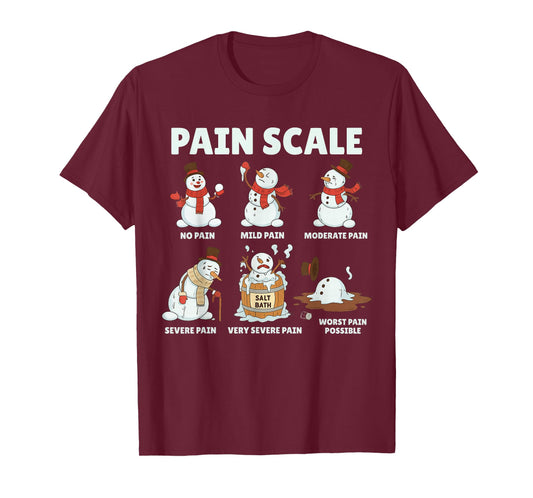 Pain Scale Snowman Xmas Funny Nurse Christmas ICU Nurse T-Shirt