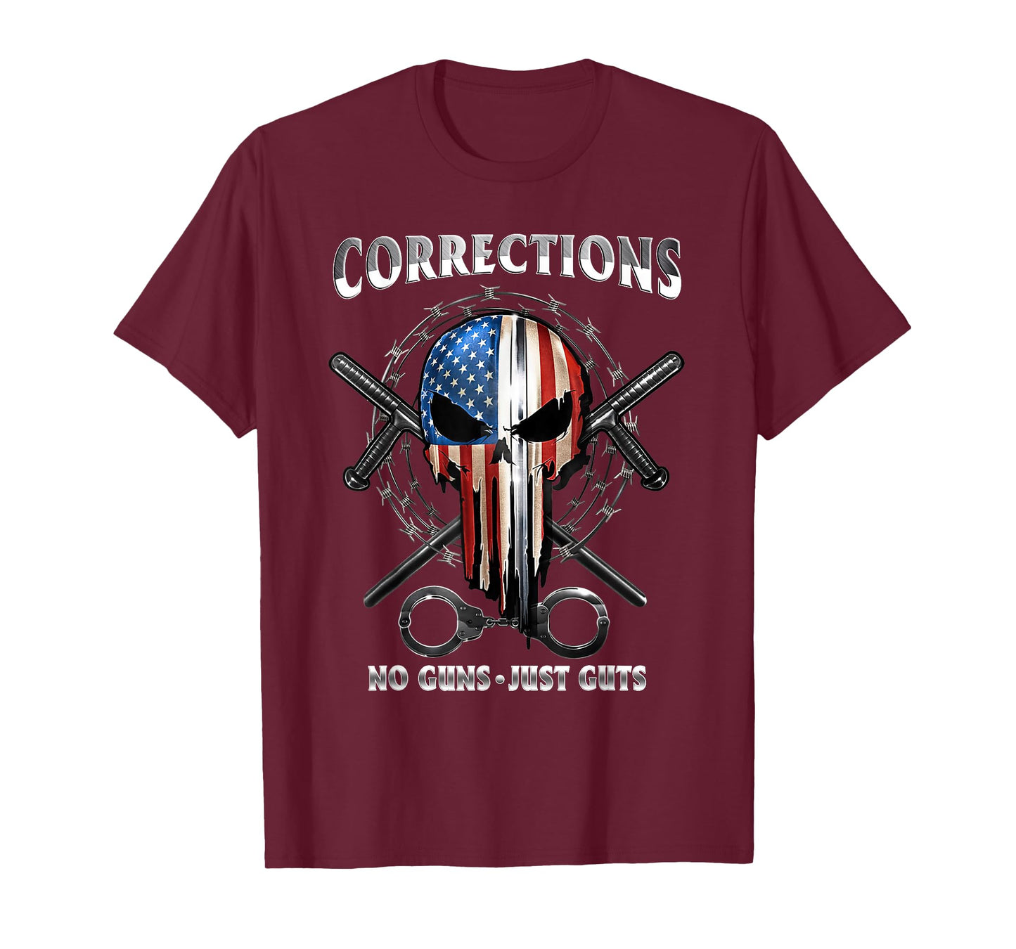 Corrections Just Guts Skull Of Freedom Correctional Officer T-Shirt