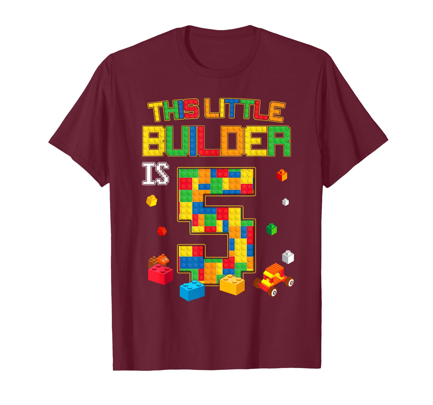 Building Blocks 5 Years Old Birthday Boy T-Shirt