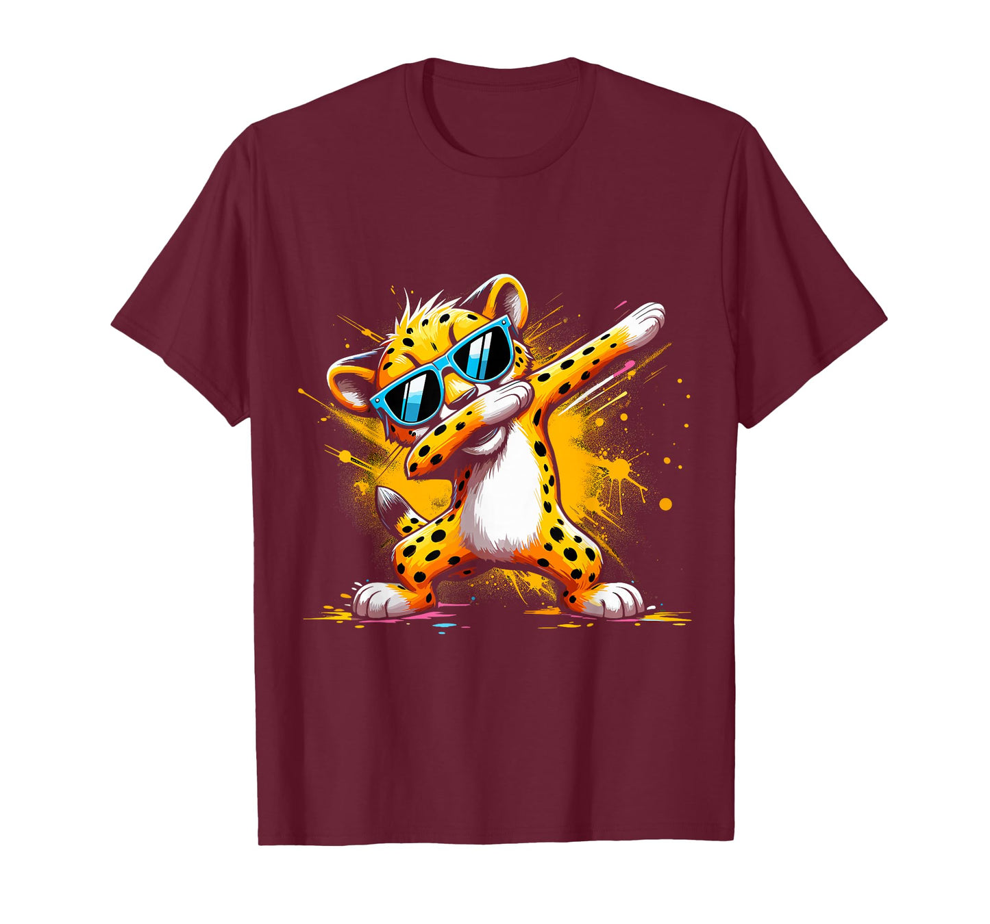 Dabbing Cheetah Sunglasses Cheetah Animal Colorful T-Shirt