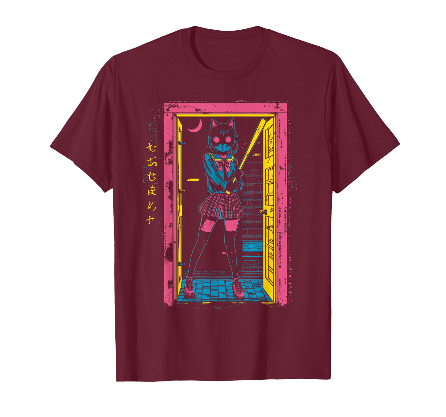 Creepy Girl Cat Grunge Slasher Pastel Goth Anime Horror T-Shirt