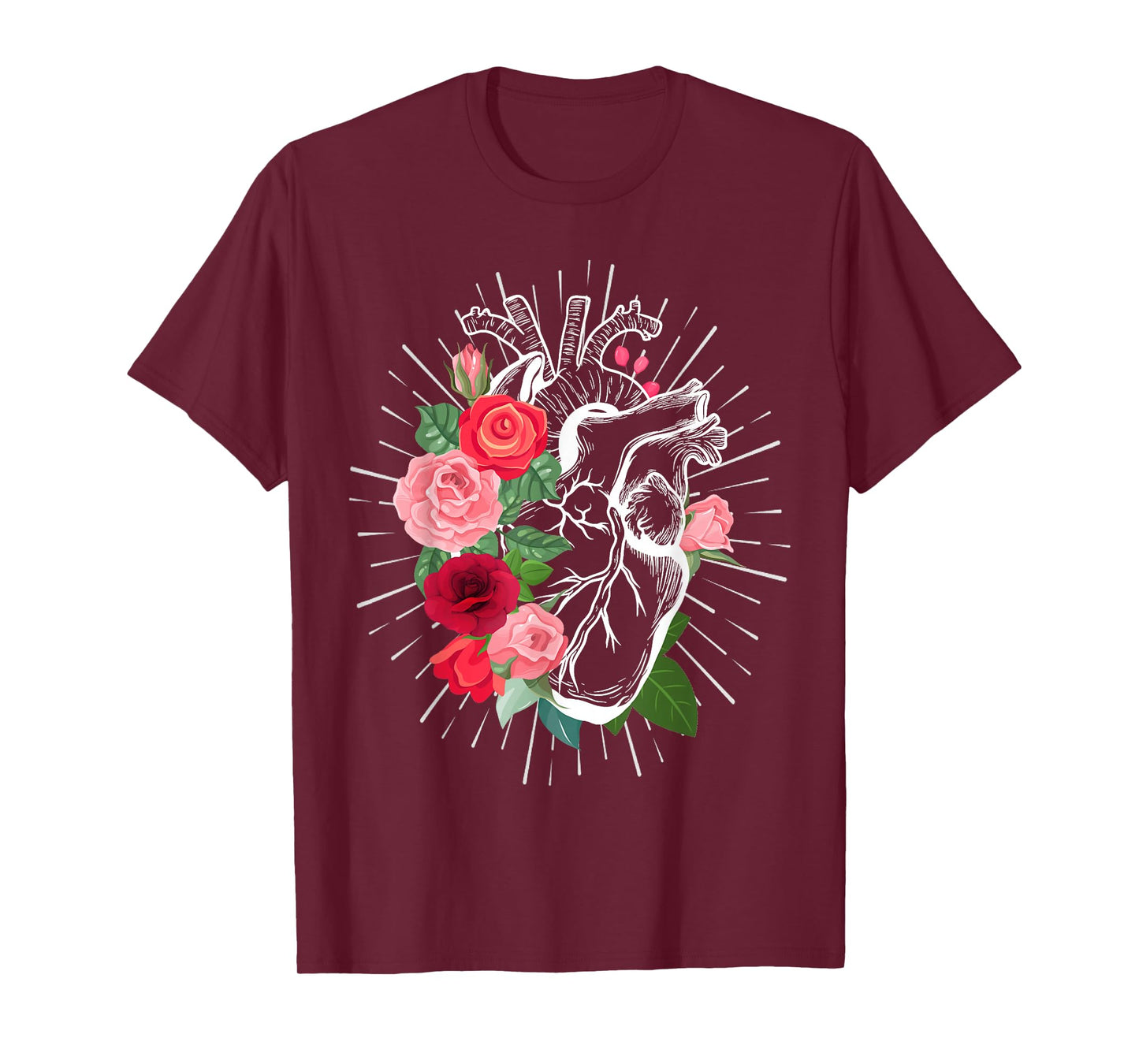 Anatomical Heart And Flowers - Anatomical heart T-Shirt