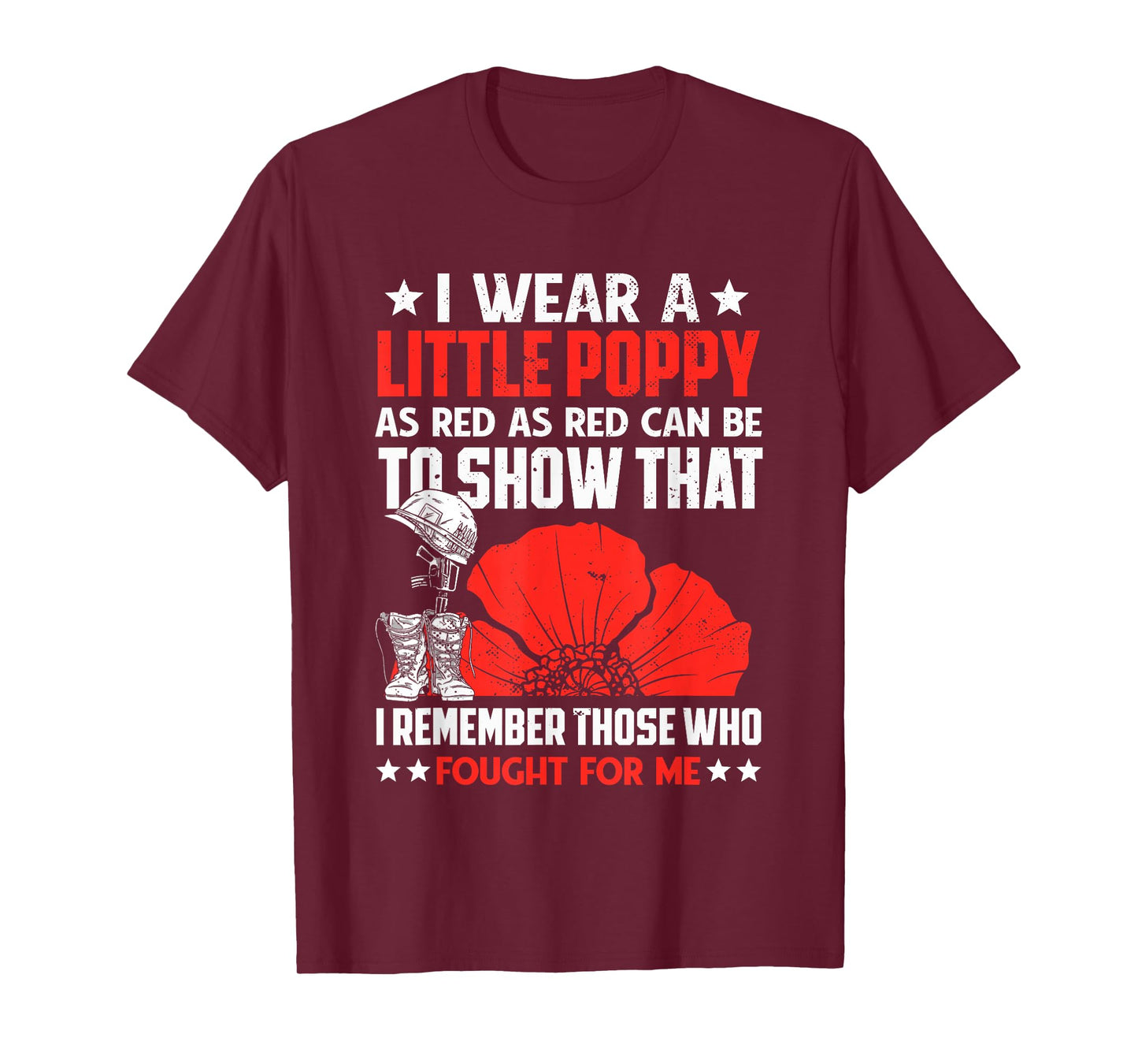 Veterans Day USA Memorial Lest We Forget Red Poppy Flower T-Shirt