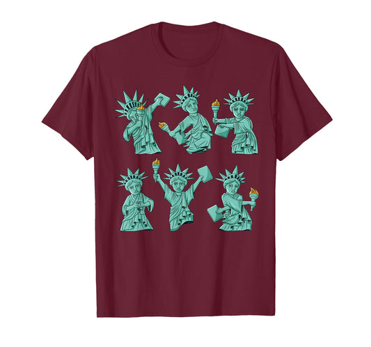 Dancing Statue of Liberty 4th of July USA Boys Girls Kids T-Shirt