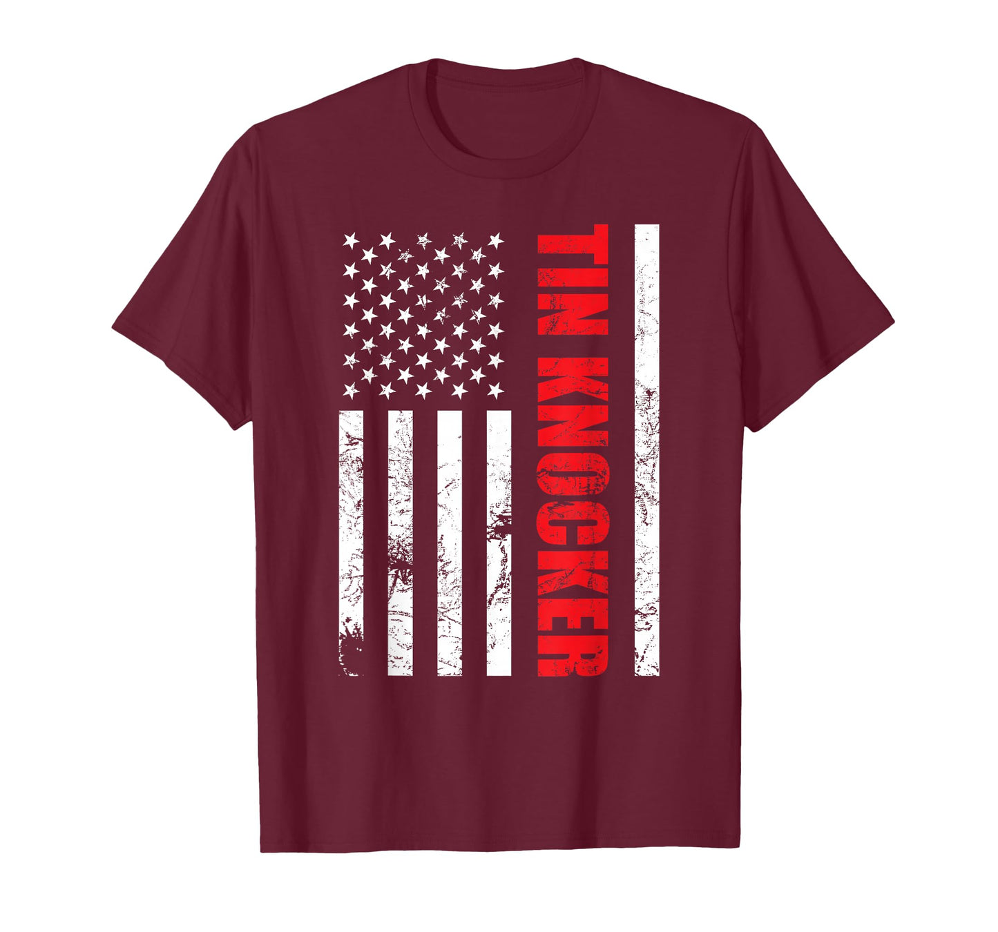 Tin Knocker Sheet Metal Worker, American Vertical Flag USA T-Shirt