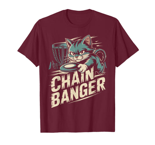 Chain Banger Disc Golf Cat Humor T-Shirt