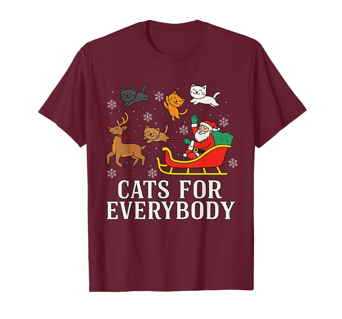 Cats for Everybody Christmas Cat Funny Xmas Women Santa T-Shirt