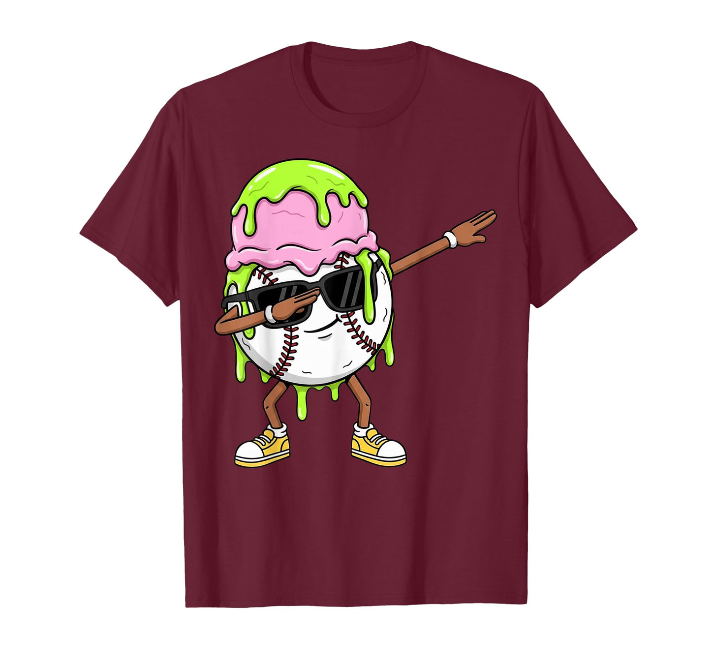 Dabbing Baseball Drip Ice Cream Kids Youth Boys Girls T-Shirt