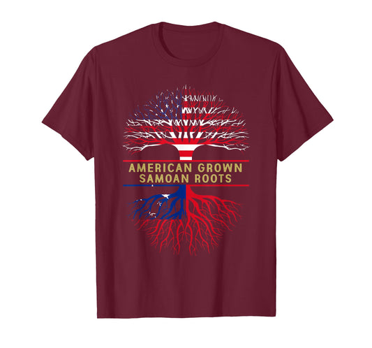 American Grown Samoan Roots America Samoa Tree Flag T-Shirt