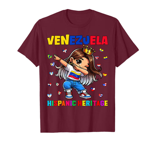 Hispanic Heritage Month Venezuela Flag Venezuelan Girl Kids T-Shirt