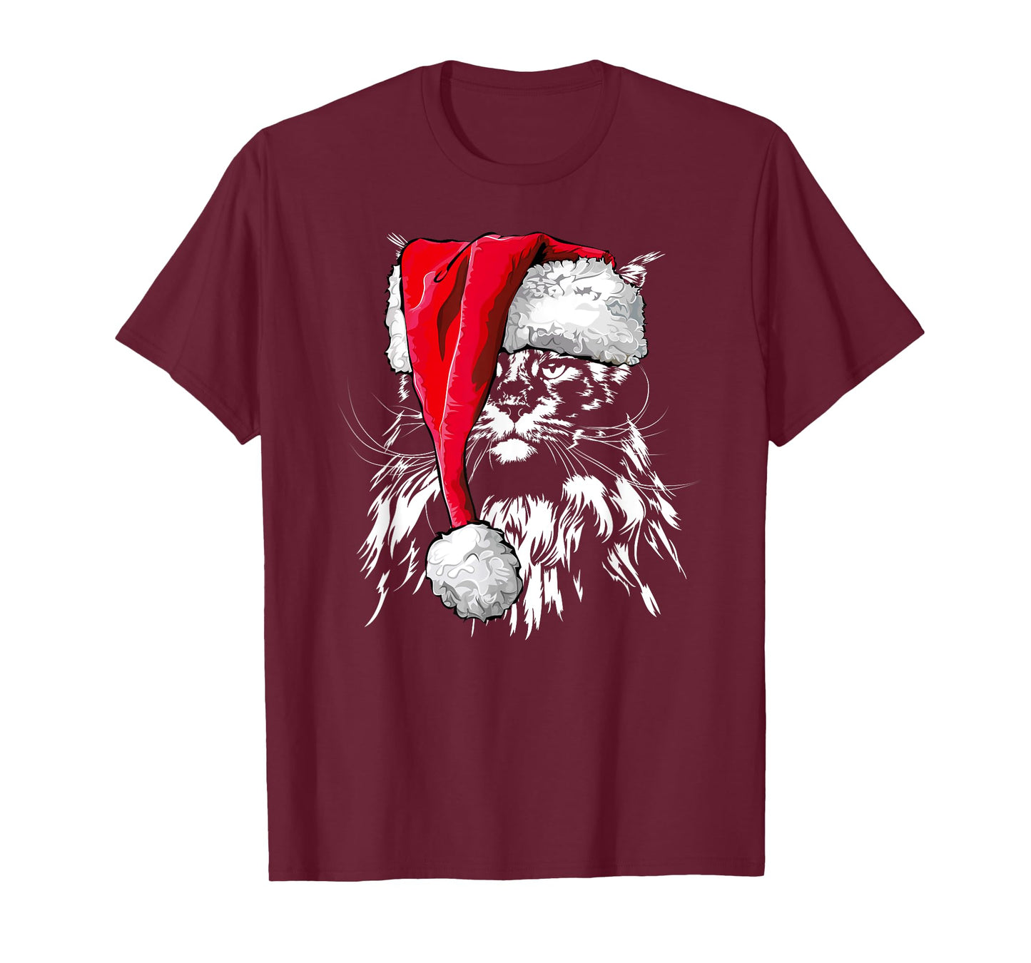 Funny Maine Coon Santa Christmas cat mom gift present Men Women Kids T-Shirt
