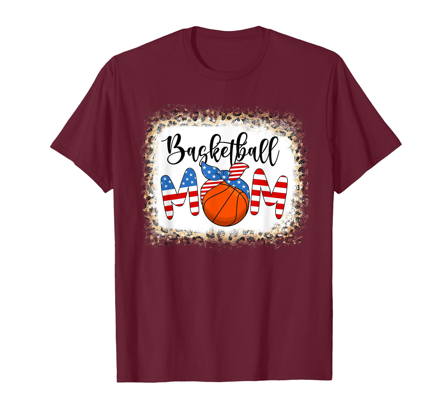 Basketball Mom Shirts Women Mama American Flag 4th of July T-Shirt
