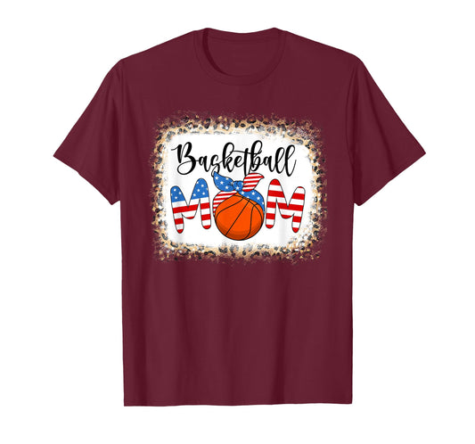 Basketball Mom Shirts Women Mama American Flag 4th of July T-Shirt