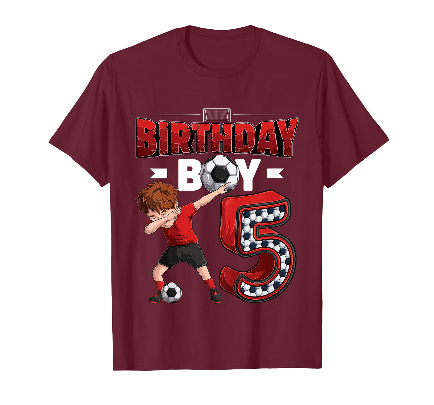 Kids dabbing boy 5 year old Soccer Player 5th birthday party T-Shirt