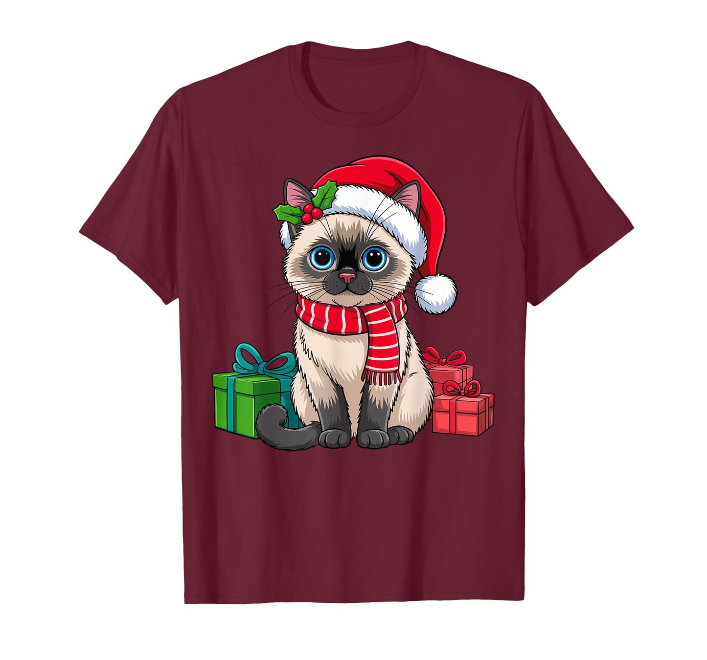 Christmas Siamese Cat Holiday Kitten Xmas Men Women Kids T-Shirt