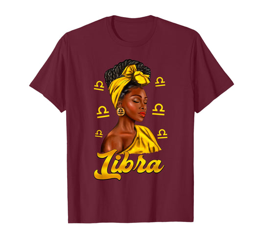 Libra Girl Black Woman African American Women Zodiac T-Shirt
