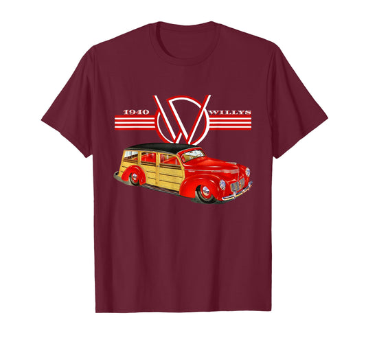 1940 Willys Hot Rod Woody Station Wagon Deluxe Model T-Shirt