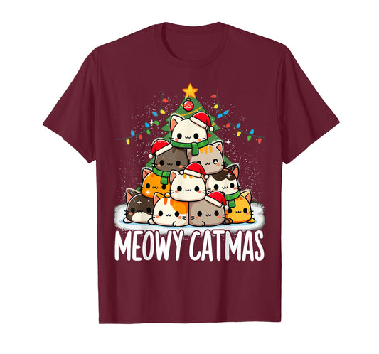Christmas Meowy Catmas Tree Xmas Cat T-Shirt